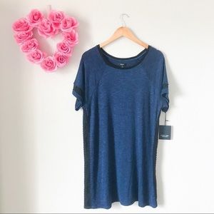 Simply Vera Blue Lace Mesh Sweater Dress